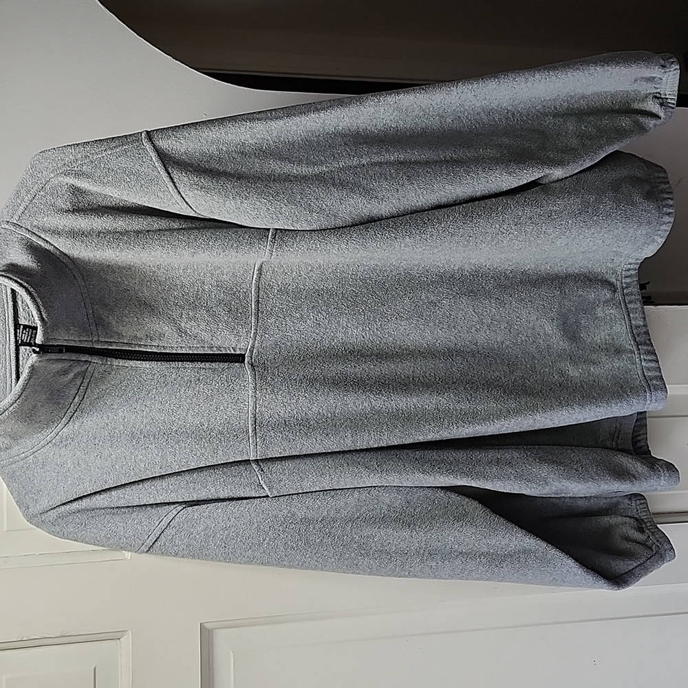 UlyraClub Men's Fleece Pullover with/Zip at Neck; Color: Light gray, Size:2XL
